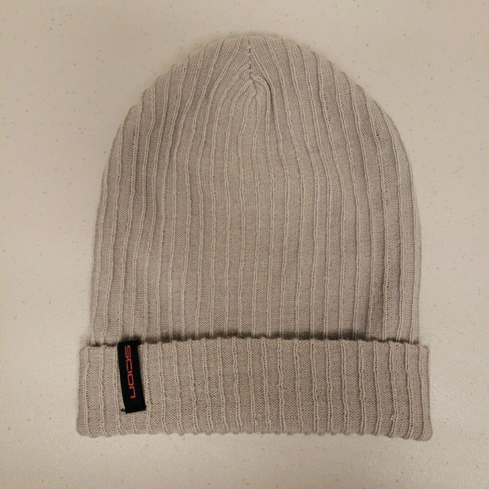 SCION Lightweight Beanie One Size Cuffed Ribbed Beige/Khaki Unisex Toyota Scion